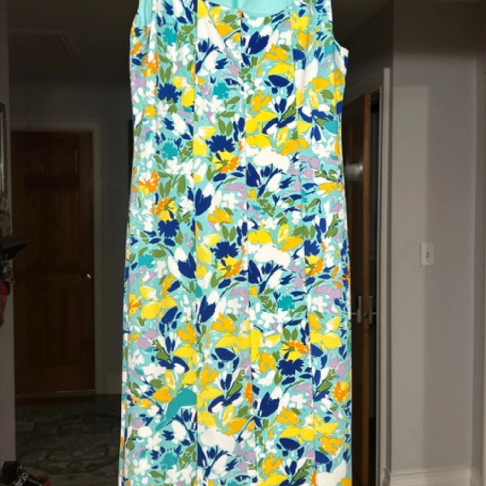 Rachael Ray Vibrant Floral Midi Dress - Blue and Yellow